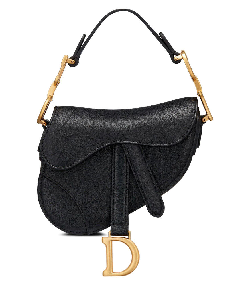 Christian Dior Small Micro Saddle Bag Leather Black